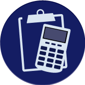 icon of a clipboard and a calculator