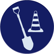 icon of a shovel and construction cone